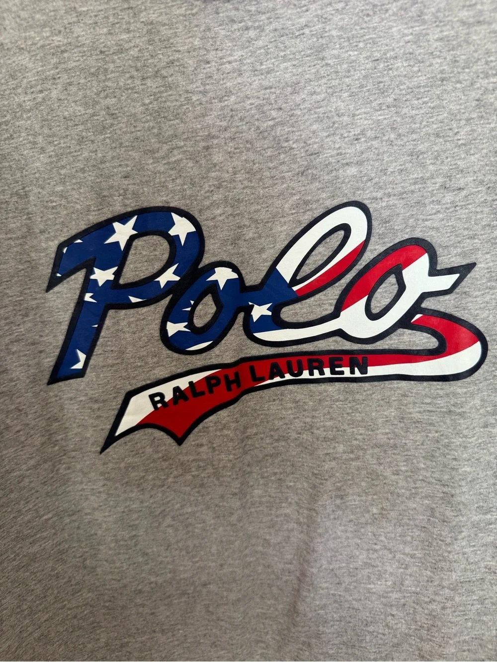 Polo by Ralph Lauren White & Gray Patriotic Script Tee